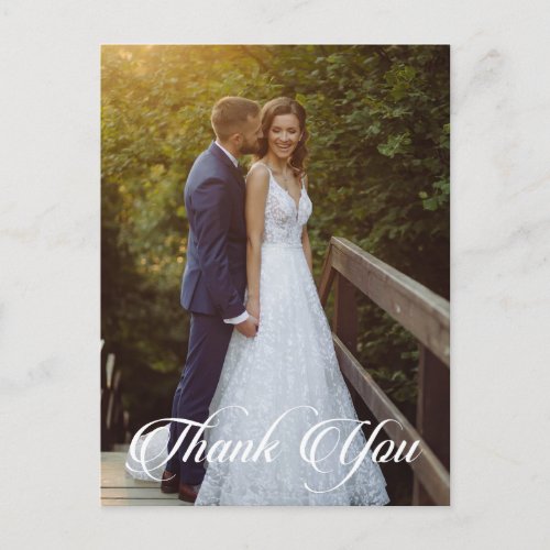 Simple Wedding Photo Add Your Greeting Thank You Postcard