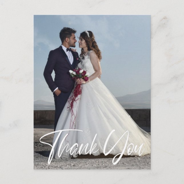 Simple Wedding Photo Add Your Greeting Thank You Postcard (Front)