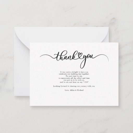 Simple Wedding Photo Hand-Lettered Thank You Note Card | Zazzle