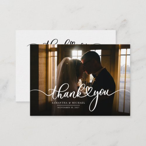 Simple Wedding Photo Hand_Lettered Thank You Note Card