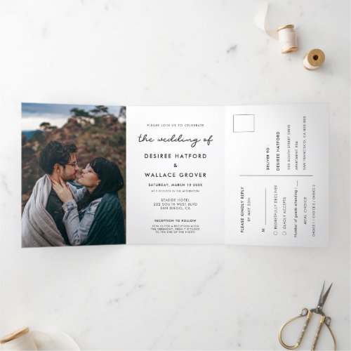 Simple wedding photo invitation