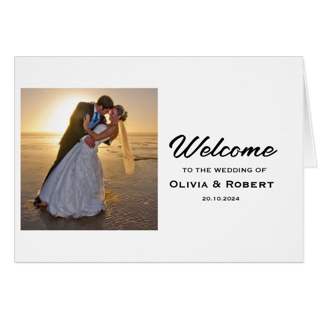 Simple Wedding Photo Tabletop Sign Cards (Front Horizontal)