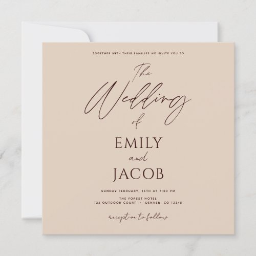 Simple Wedding Photo Terracotta Script Invitation