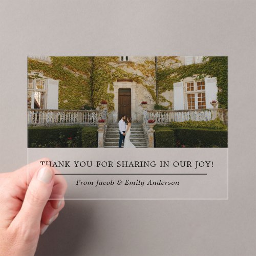 Simple Wedding Photo Thank You Acrylic Invitations
