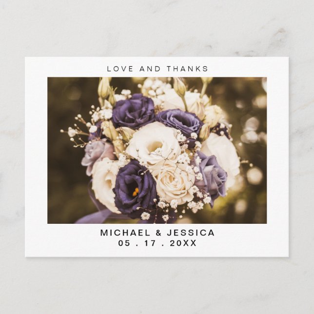 Simple Wedding Photo Thank You Card (Front)