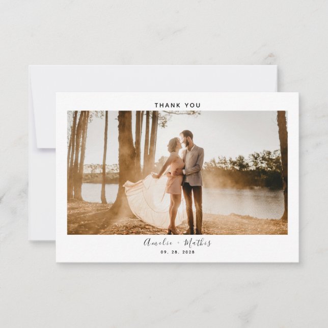 Simple Wedding Photo Thank You Card (Front)