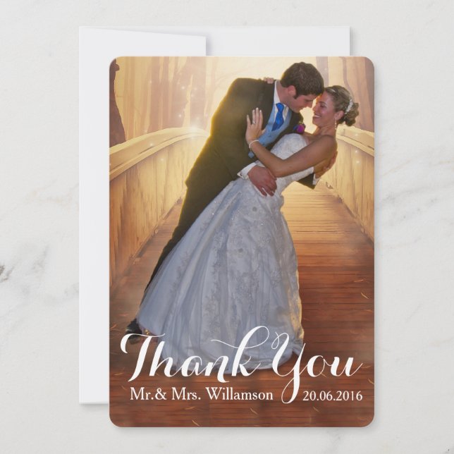 Simple Wedding Photo Thank You Card (Front)