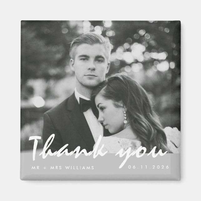 Simple Wedding Photo Thank You Favor Magnet (Front)