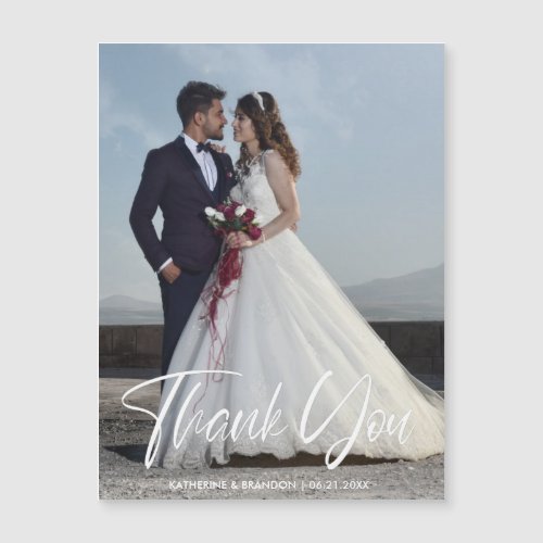Simple Wedding Photo Thank You Magnetic Card