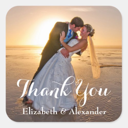 Simple Wedding Photo Thank You sticker