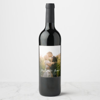 Simple Wedding Photo Wine Label