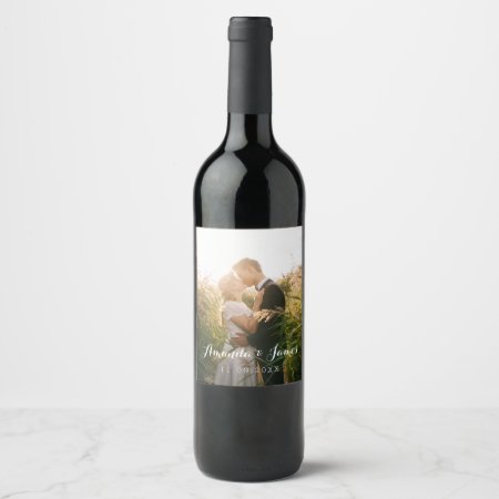 Simple Wedding Photo Wine Label