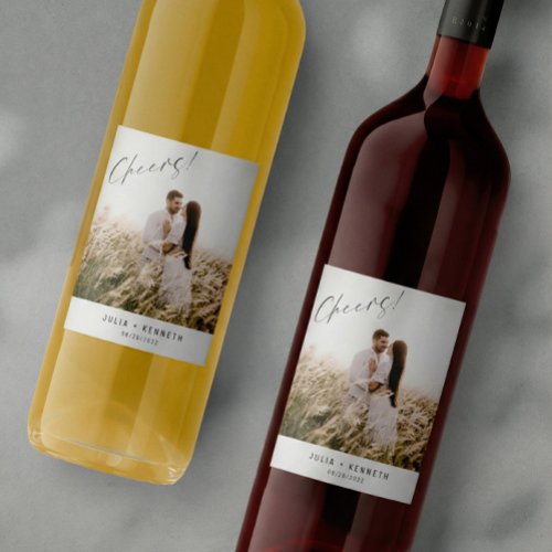 Simple Wedding Photo Wine Label