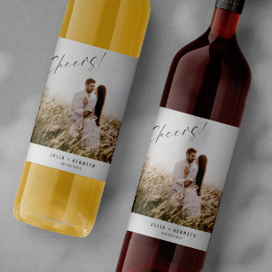 Simple Wedding Photo Wine Label