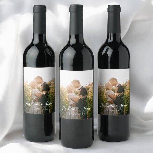 Simple Wedding Photo Wine Label