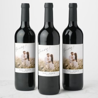 Simple Wedding Photo Wine Label | Zazzle