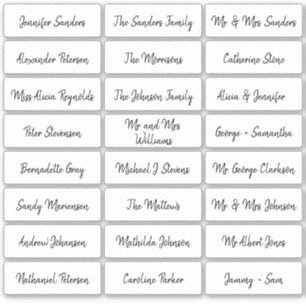 Simple wedding place card guest names script sticker