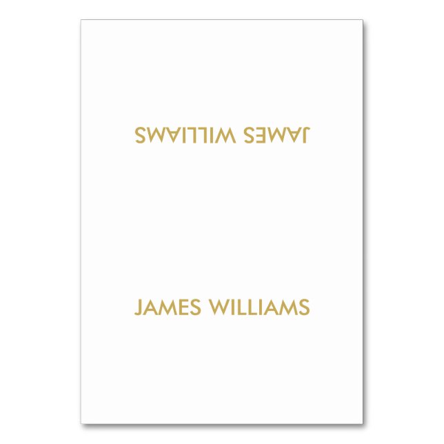 Simple Wedding Place Cards Gold And White (Front)