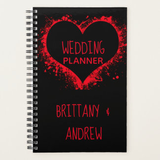 Simple Wedding Planner Black Red Joined Hearts