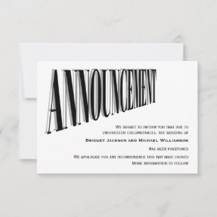 Simple Wedding Postponed Announcement