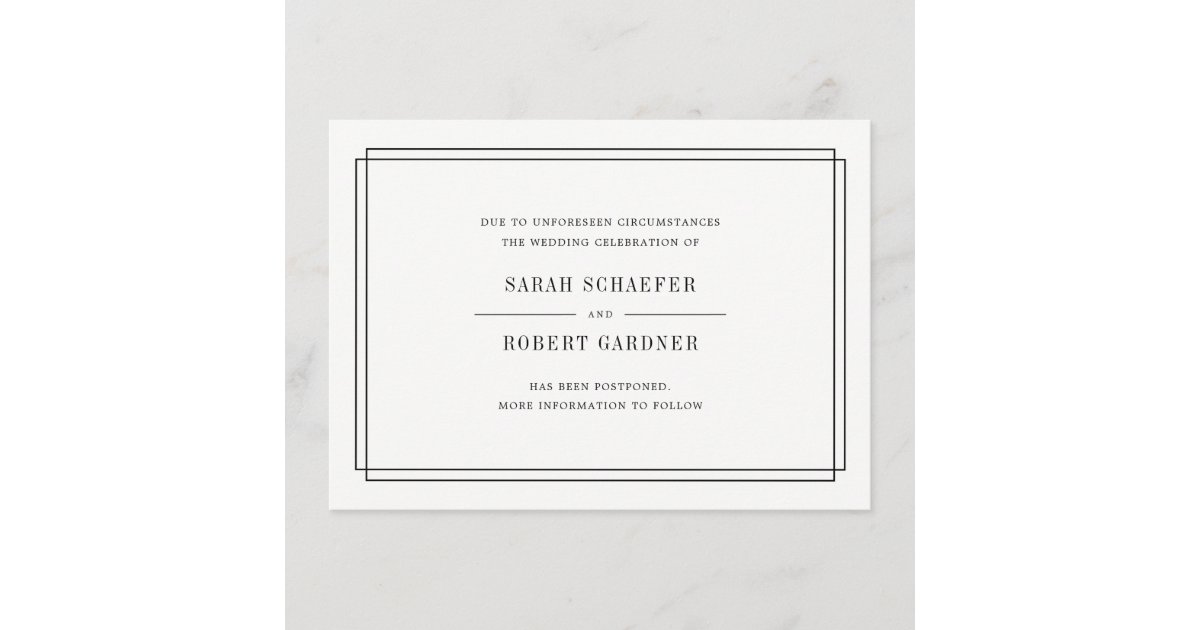 Simple Wedding Postponement Announcement Card