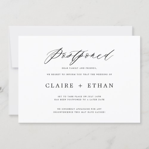 Simple Wedding Postponement Insert Invitation