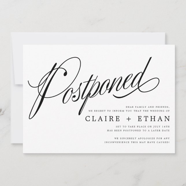 Simple Wedding Postponement Insert Invitation (Front)