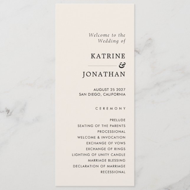 Simple  Wedding Program (Front)