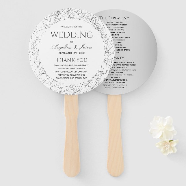 Simple Wedding Program Hand Fan (Front and Back)
