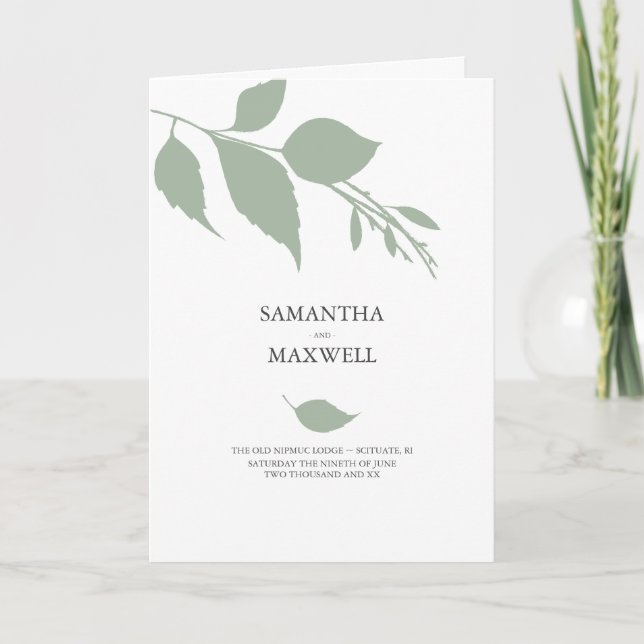 Simple Wedding Program Template Leaves (Front)