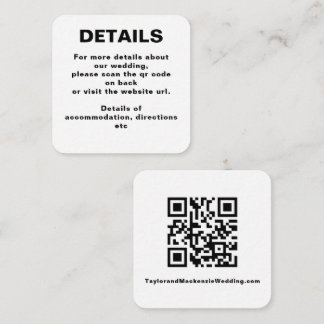 Simple Wedding QR Code Enclosure Card