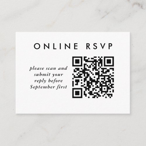 Simple Wedding QR Code Online RSVP Enclosure Card