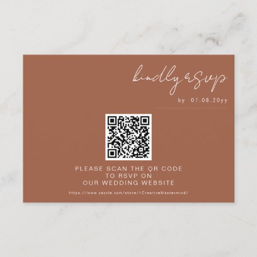 Simple Wedding QR Code Terracotta RSVP  Enclosure Card