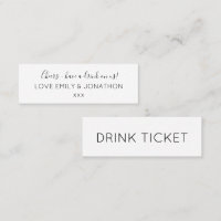Simple Wedding Reception Black White Drinks Ticket