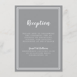 Simple Wedding Reception Gray Chic Framed White Enclosure Card