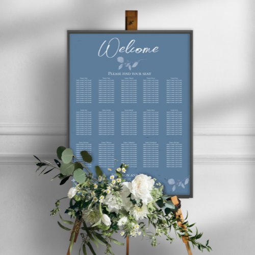 Simple Wedding Reception Seating Chart Blue 