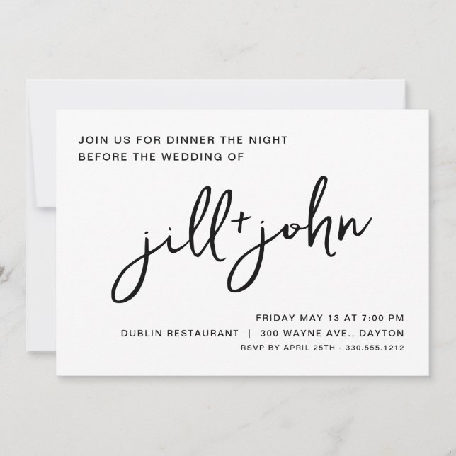 Simple Wedding Rehearsal Dinner Invitation (Front)