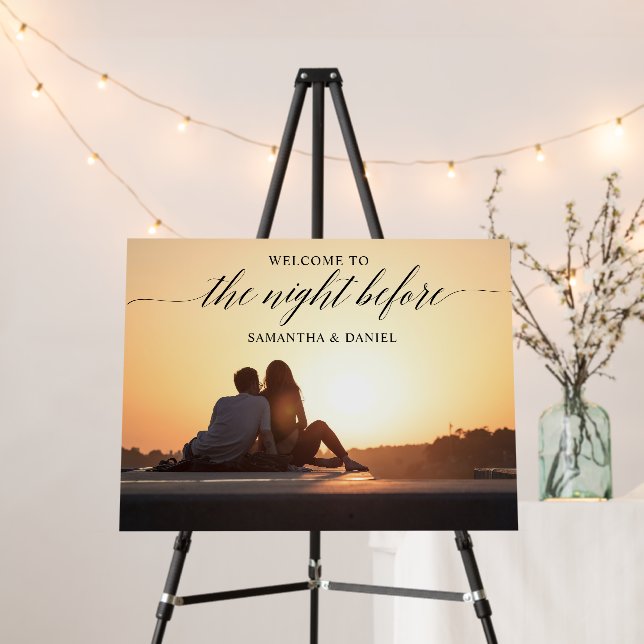 Simple Wedding Rehearsal Dinner Photo Welcome Sign (In Situ (Stand))