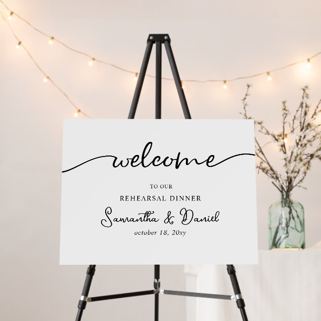 Simple Wedding Rehearsal Dinner Welcome Sign (In Situ (Stand))