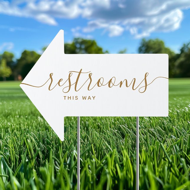 Simple Wedding Restrooms This Way Arrow Sign (Creator Uploaded)