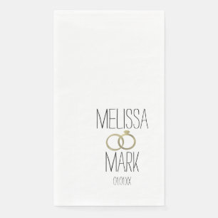 Simple Wedding Ring Faux Gold Rings Paper Guest Towels
