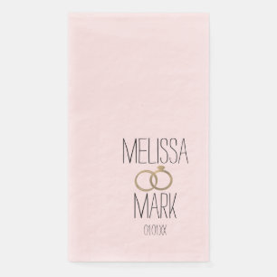 Simple Wedding Ring Faux Gold Rings Pink Paper Guest Towels