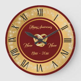 Simple Wedding Rings Customize Gold Anniversary Large Clock