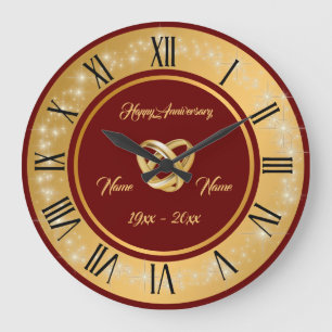 Simple Wedding Rings Customize Gold Anniversary Large Clock