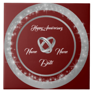 Simple Wedding Rings Customize Silver Anniversary Ceramic Tile
