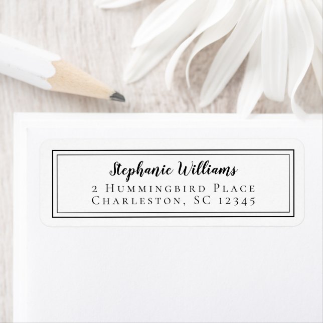 Simple Wedding RSVP Black & White MInimalist Label (Insitu)