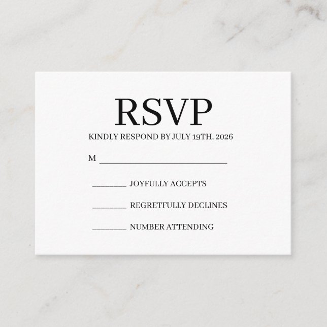 Simple Wedding RSVP Enclosure Card (Front)