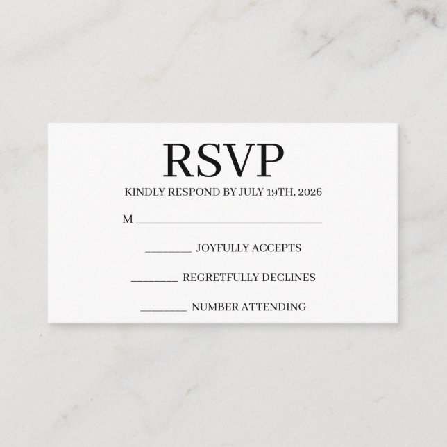 Simple Wedding RSVP Enclosure Card (Front)