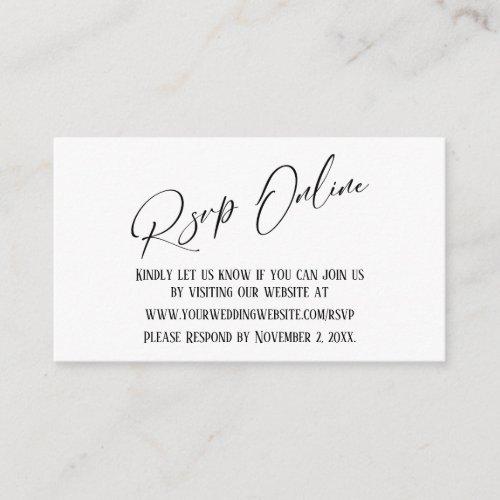 Simple Wedding RSVP Online Elegant Handwriting Enc Enclosure Card