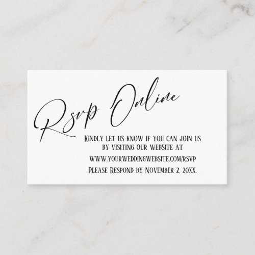 Simple Wedding RSVP Online Elegant Handwriting Enclosure Card